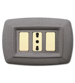 Placca  serie tondo' 3 posti grigio chiaro vulcano.