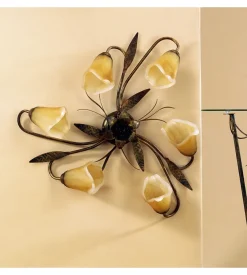 Plafoniera 6 luci onli "alga" bronzo e14