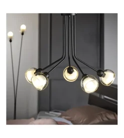 Plafoniera a 5 luci "denver" nero, e14