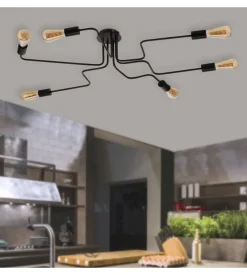 Plafoniera "dedalo" in metallo nero, e27