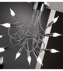 Plafoniera flessibile onli "melodia" cromato 9 luci, e14