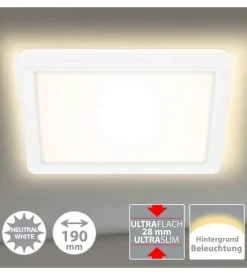 Plafoniera led con retroilluminazione 19x19 cm, 1400 lm