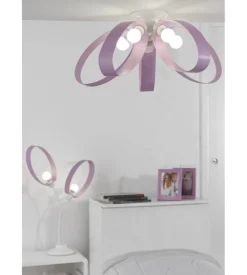 Plafoniera "mila" in metallo malva, e14