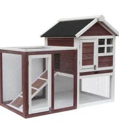 Pollaio per galline in legno habrita "po 1206" rosso scuro e bianco 122x63x92 cm