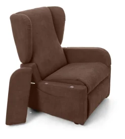 Poltrona con recliner e anzata elettrica "dea", marrone, 74x92x102 cm