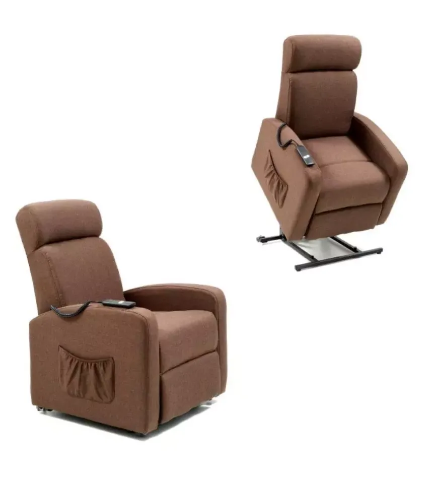 Poltrona con recliner e alzata elettrica "marta" marrone, 75x78x110 cm