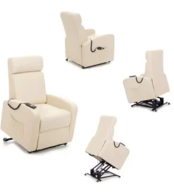 Poltrona con recliner e alzata elettrica "katia" crema, 75x78x110 cm