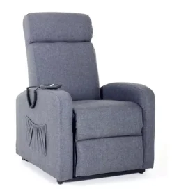 Poltrona con recliner e alzata elettrica "marta" blu, 75x78x110 cm