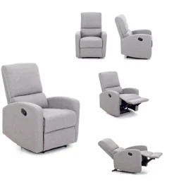 Poltrona con recliner manuale "fiorella" grigio, 74x78x105 cm