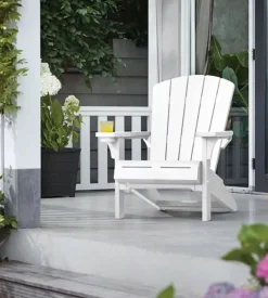 Poltrona da esterno keter "alpine adirondack" in polipropilene bianco effetto legno 80,5x95,5x93 cm