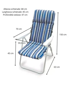 Poltrona da esterno pieghevole, multiposizione e imbottita essenza