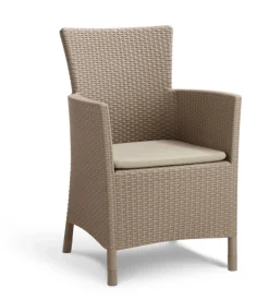Poltrona da giardino "iowa dining chair" con cuscino colore cappuccino, 89x60x62 cm - keter