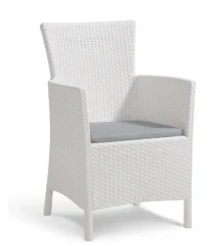 Poltrona da giardino "iowa dining chair" con cuscino colore bianco, 89x60x62 cm - keter