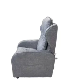 Poltrona "jolly" con recliner e alzata elettrica in tessuto grigio chiaro, 75x85x108 cm