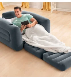 Poltrona letto gonfiabile intex colore grigio, 117x224x66 cm - cod. 66551np