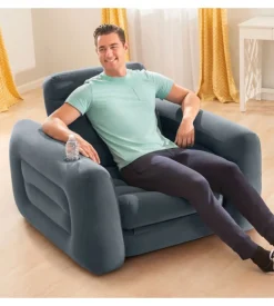 Poltrona letto gonfiabile intex colore grigio, 117x224x66 cm - cod. 66551np