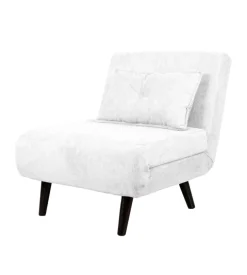 Poltrona letto "queen" in tessuto bianco, 77x77x85 cm