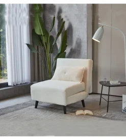 Poltrona letto "queen" in tessuto bianco, 77x77x85 cm