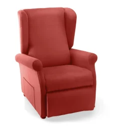Poltrona "luna" con recliner e alzata elettrica in tessuto rosso, 75x84x107 cm
