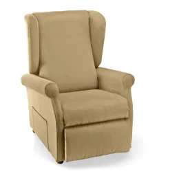 Poltrona "luna" con recliner e alzata elettrica in tessuto beige, 75x84x107 cm