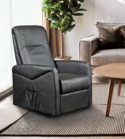 Poltrona massaggiante bellahome "siena" con recliner elettrico in ecopelle nero 75x93x105 cm