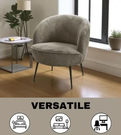 Poltrona "nora" in velluto a coste grigio 63x71x71 cm