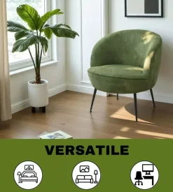 Poltrona "nora" in velluto a coste salvia 63x71x71 cm