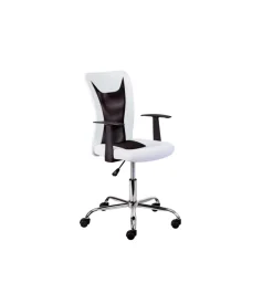 Poltroncina ufficio bianca con braccioli e ruote, 55x54,5x85-95 cm