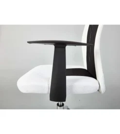 Poltroncina ufficio bianca con braccioli e ruote, 55x54,5x85-95 cm