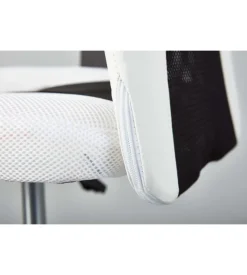 Poltroncina ufficio bianca con braccioli e ruote, 55x54,5x85-95 cm