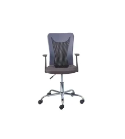 Poltroncina ufficio nera con braccioli e ruote, 55x54,5x85-95 cm
