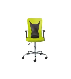 Poltroncina ufficio verde con braccioli e ruote, 55x54,5x85-95 cm