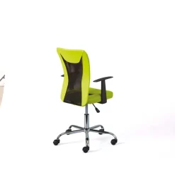 Poltroncina ufficio verde con braccioli e ruote, 55x54,5x85-95 cm
