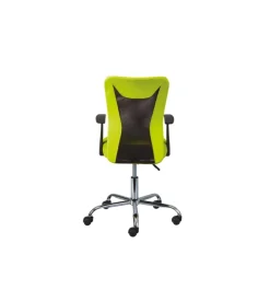 Poltroncina ufficio verde con braccioli e ruote, 55x54,5x85-95 cm