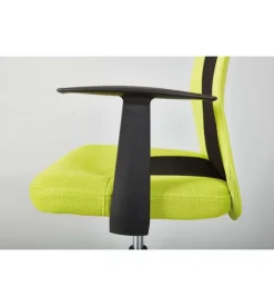 Poltroncina ufficio verde con braccioli e ruote, 55x54,5x85-95 cm