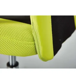 Poltroncina ufficio verde con braccioli e ruote, 55x54,5x85-95 cm