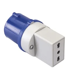 Poly pool - adattatore industriale con spina 16 a e presa bivalente ip20 blu