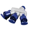 Poly pool - adattatore industriale triplo con spina e 3 prese 16 a 2p+t ip44 blu