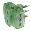 Poly pool - adattatore multiplo spina 16 a e 3 prese bivalenti trasparente verde