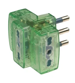 Poly pool - adattatore multiplo spina 16 a e 3 prese bivalenti trasparente verde
