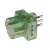 Poly pool - adattatore spina e 2 prese 10 a e 1 presa standard tedesco trasparente verde