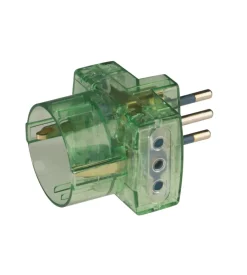 Poly pool - adattatore spina e 2 prese 10 a e 1 presa standard tedesco trasparente verde