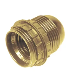 Poly pool - portalampada e27 con 2 ghiere corpo filettato oro