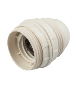 Poly pool - portalampada e27 con 2 ghiere corpo filettato bianco