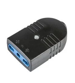 Poly pool - presa bivalente 10/16 a 2p+t uscita cavo assiale nera