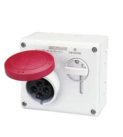 Poly pool - presa da parete con dispositivo di blocco 16 a 3p+t ip44 rossa