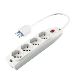 Poly pool - presa multipla con 4 prese pluristandard 1,5 m cavo e interruttore bianca