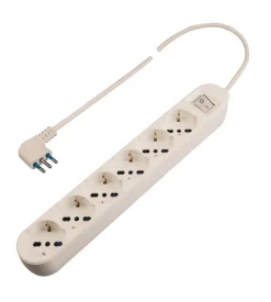 Poly pool - presa multipla con 6 prese pluristandard 1,5 m cavo e interruttore bianca