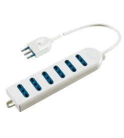 Poly pool - presa multipla con 6 prese bivalenti e 1,5 m cavo bianca