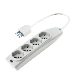 Poly pool - presa multipla con 4 prese pluristandard e 1,5 m cavo bianca